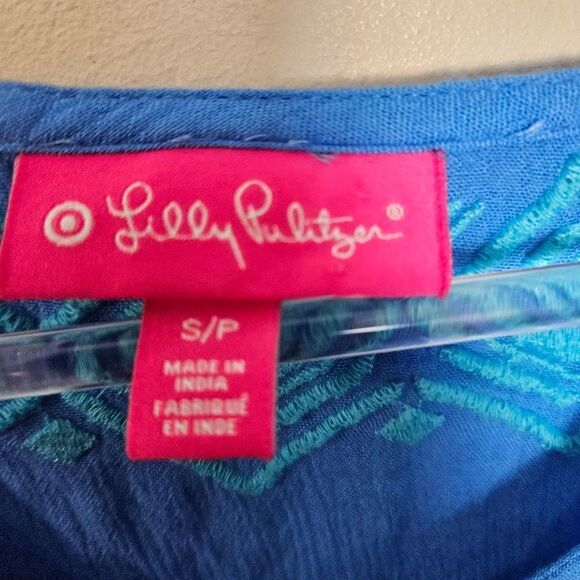 Lilly Pulitzer Target Embroidered Guazy Blue Tunic Small - Picture 2 of 3